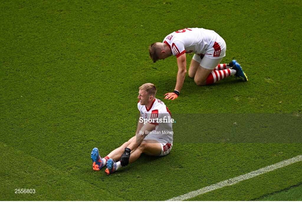 2 July 2023; Killian O'Hanlon, left, and Ian Maguire of Cork during the GAA Football All-Ireland Senior Championship quarter-final match between Derry and Cork at Croke Park in Dublin. Photo by Brendan Moran/Sportsfile