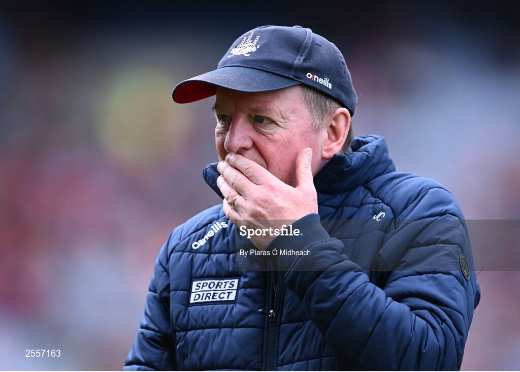 2 July 2023; Cork manager John Cleary leaves the pitch after his side's defeat in the GAA Football All-Ireland Senior Championship quarter-final match between Derry and Cork at Croke Park in Dublin. Photo by Piaras Ó Mídheach/Sportsfile