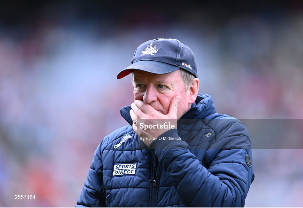 2 July 2023; Cork manager John Cleary leaves the pitch after his side's defeat in the GAA Football All-Ireland Senior Championship quarter-final match between Derry and Cork at Croke Park in Dublin. Photo by Piaras Ó Mídheach/Sportsfile