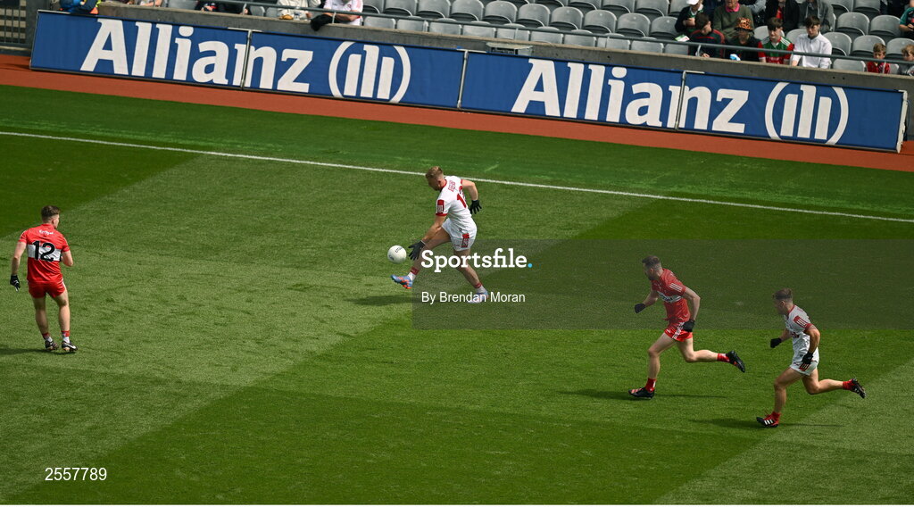 2 July 2023; A general view of the action during the GAA Football All-Ireland Senior Championship quarter-final match between Derry and Cork at Croke Park in Dublin. Photo by Brendan Moran/Sportsfile