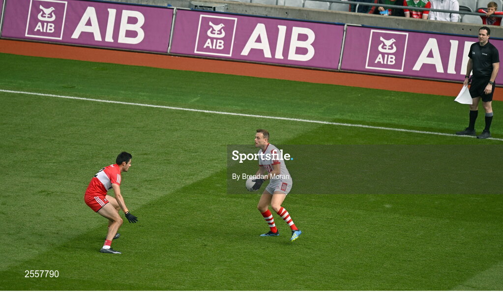 2 July 2023; A general view of the action during the GAA Football All-Ireland Senior Championship quarter-final match between Derry and Cork at Croke Park in Dublin. Photo by Brendan Moran/Sportsfile