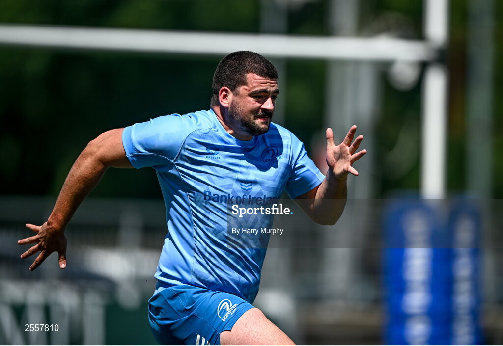 3 July 2023; Rory McGuire during a Leinster Rugby squad training session at Energia Park in Dublin. Photo by Harry Murphy/Sportsfile