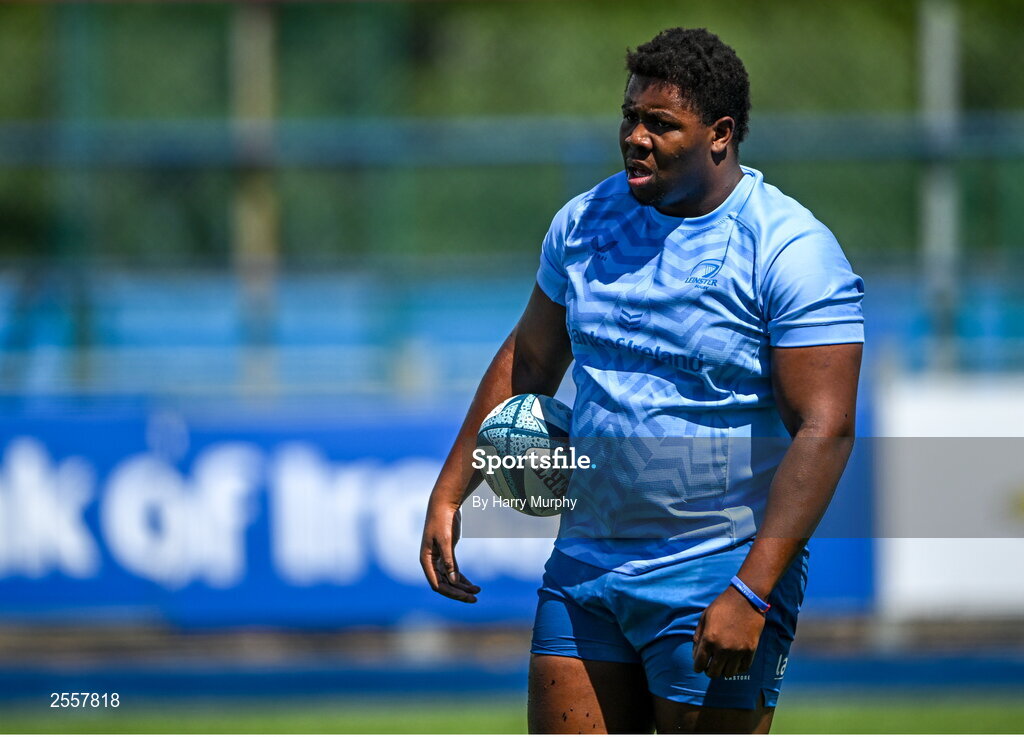 3 July 2023; Temi Lasisi during a Leinster Rugby squad training session at Energia Park in Dublin. Photo by Harry Murphy/Sportsfile