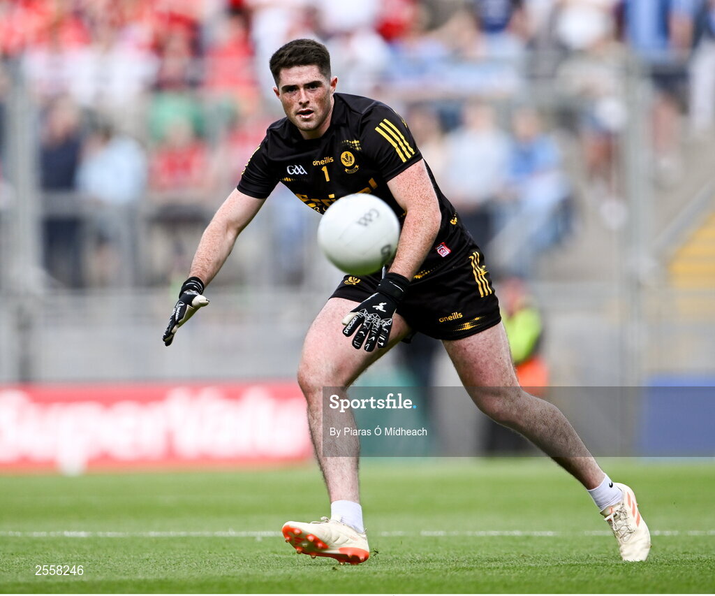 2 July 2023; Derry goalkeeper Odhran Lynch during the GAA Football All-Ireland Senior Championship quarter-final match between Derry and Cork at Croke Park in Dublin. Photo by Piaras Ó Mídheach/Sportsfile