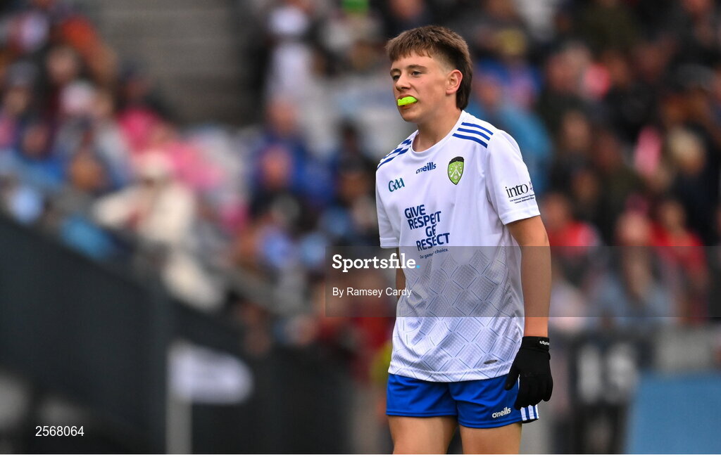 15 July 2023; Action during the INTO Cumann na mBunscol GAA Respect Exhibition Go Games at the GAA Football All-Ireland Senior Championship semi-final match between Dublin and Monaghan at Croke Park in Dublin. Photo by Ramsey Cardy/Sportsfile