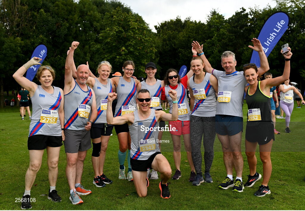 16 July 2023; Runners from Dundrum South Dublin AC before the 2023 Irish Life Dublin Race Series-Fingal 10km which took place on Sunday 16th of July at Swords in Dublin. Photo by Sam Barnes/Sportsfile