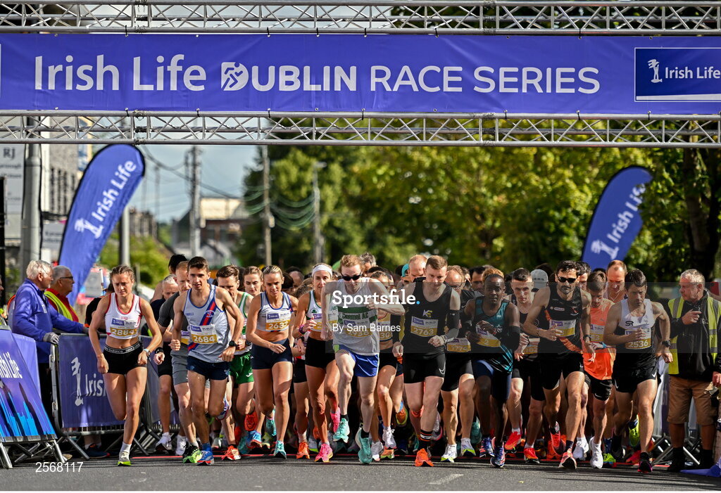 16 July 2023; A general view of the start during the 2023 Irish Life Dublin Race Series-Fingal 10km which took place on Sunday 16th of July at Swords in Dublin. Photo by Sam Barnes/Sportsfile