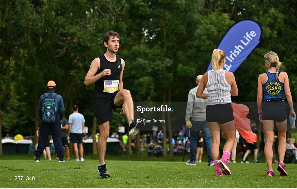 16 July 2023; Henry Hughes from Mayo warms up before the 2023 Irish Life Dublin Race Series-Fingal 10km which took place on Sunday 16th of July at Swords in Dublin. Photo by Sam Barnes/Sportsfile
