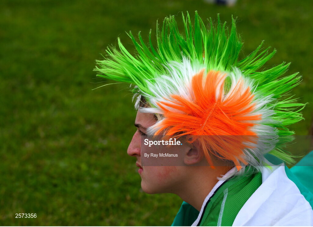 20 July 2023; Republic of Ireland supporter Dáire Mulligan, from Tallaght, during a Watch Party for the opening game of the 2023 FIFA Women's World Cup between Republic of Ireland and Australia at the Irishtown Sports & Fitness Centre in Ringsend, Dublin. Photo by Ray McManus/Sportsfile