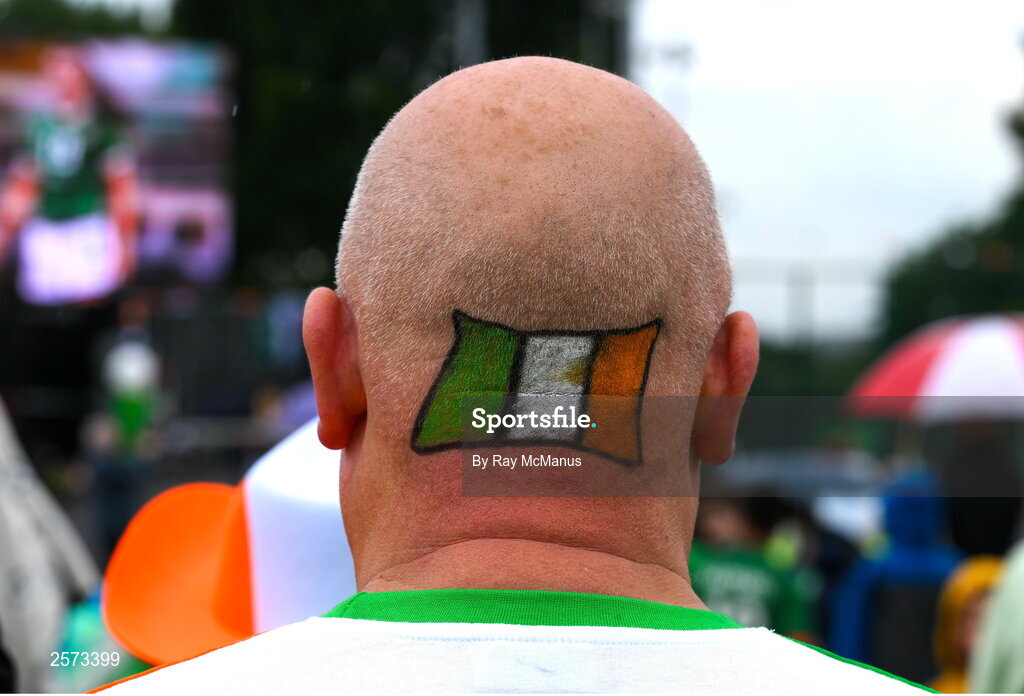 20 July 2023; Republic of Ireland supporter David Murphy during a Watch Party for the opening game of the 2023 FIFA Women's World Cup between Republic of Ireland and Australia at the Irishtown Sports & Fitness Centre in Ringsend, Dublin. Photo by Ray McManus/Sportsfile