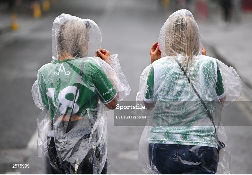 23 July 2023; Limerick supporters Melicia O'Riley, left, and Bernie Hennessy from Kilmallock before the GAA Hurling All-Ireland Senior Championship final match between Kilkenny and Limerick at Croke Park in Dublin. Photo by David Fitzgerald/Sportsfile