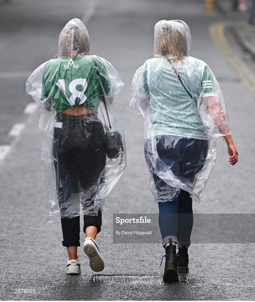 23 July 2023; Limerick supporters Melicia O'Riley, left, and Bernie Hennessy from Kilmallock before the GAA Hurling All-Ireland Senior Championship final match between Kilkenny and Limerick at Croke Park in Dublin. Photo by David Fitzgerald/Sportsfile