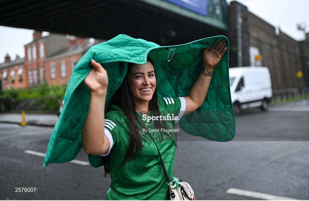 23 July 2023; Limerick supporter Paula O'Brien from Ardagh before the GAA Hurling All-Ireland Senior Championship final match between Kilkenny and Limerick at Croke Park in Dublin. Photo by David Fitzgerald/Sportsfile