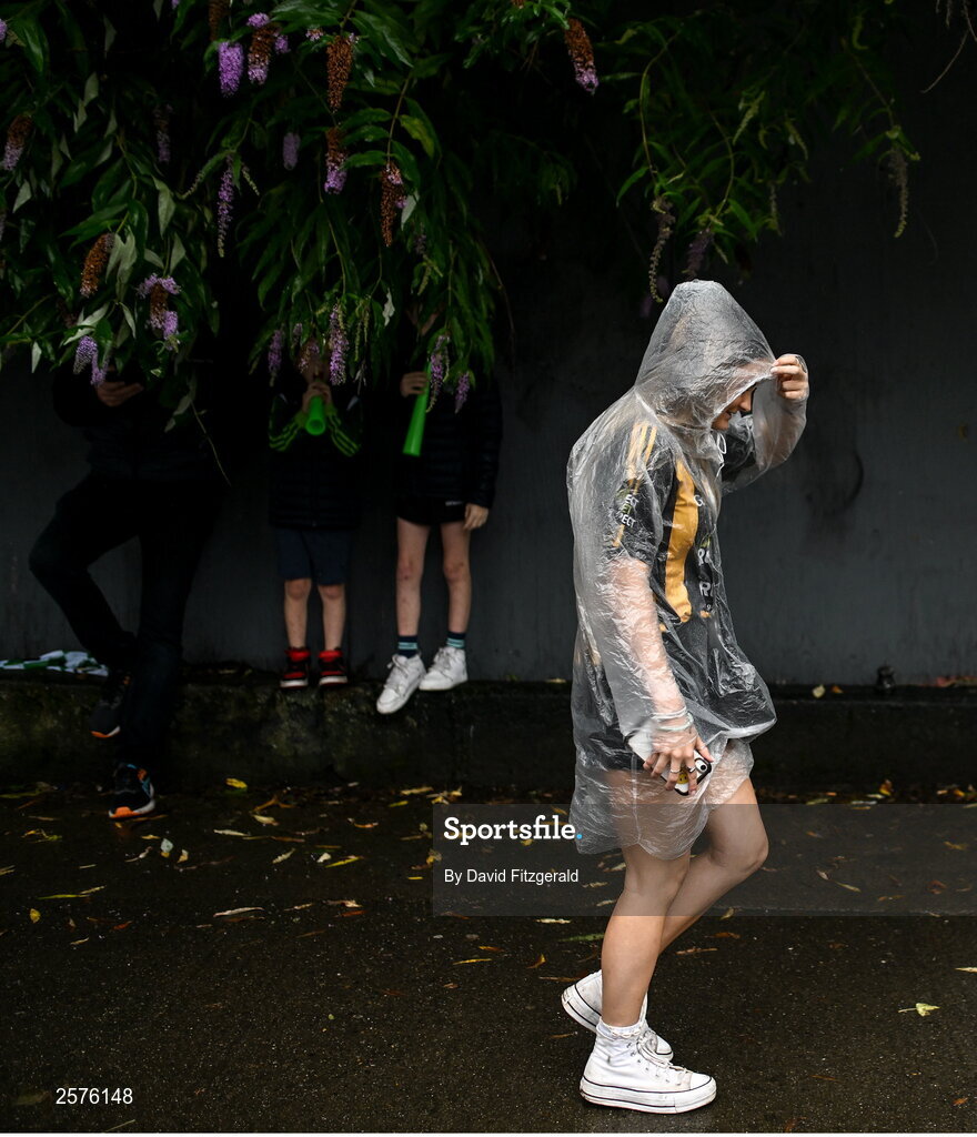 23 July 2023; A Kilkenny supporter arrives before the GAA Hurling All-Ireland Senior Championship final match between Kilkenny and Limerick at Croke Park in Dublin. Photo by David Fitzgerald/Sportsfile
