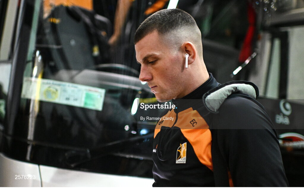 23 July 2023; Eoin Cody of Kilkenny arrives before the GAA Hurling All-Ireland Senior Championship final match between Kilkenny and Limerick at Croke Park in Dublin. Photo by Ramsey Cardy/Sportsfile