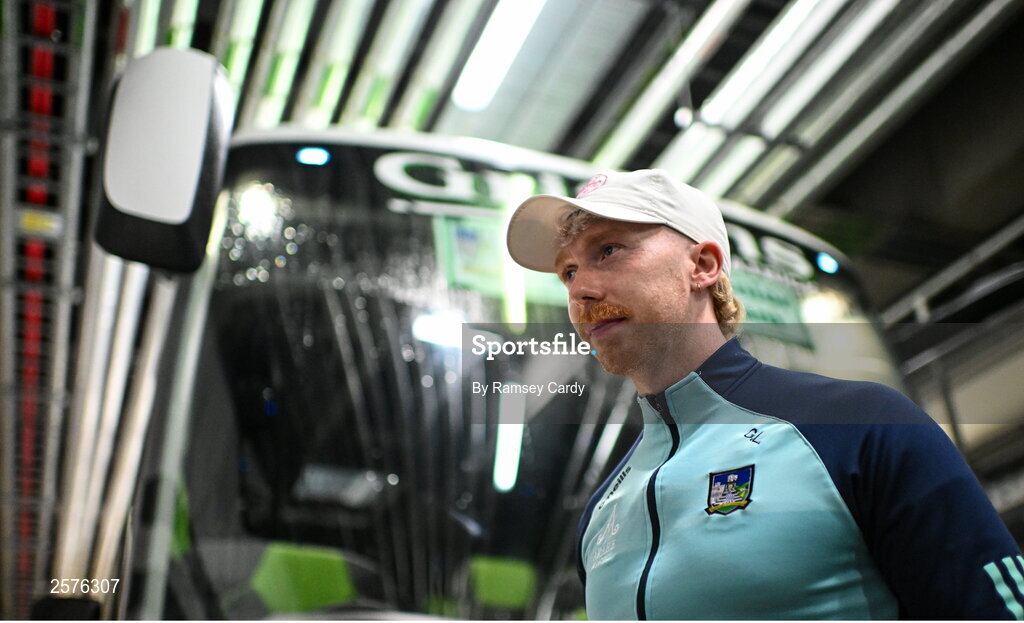 23 July 2023; Cian Lynch of Limerick arrives before the GAA Hurling All-Ireland Senior Championship final match between Kilkenny and Limerick at Croke Park in Dublin. Photo by Ramsey Cardy/Sportsfile