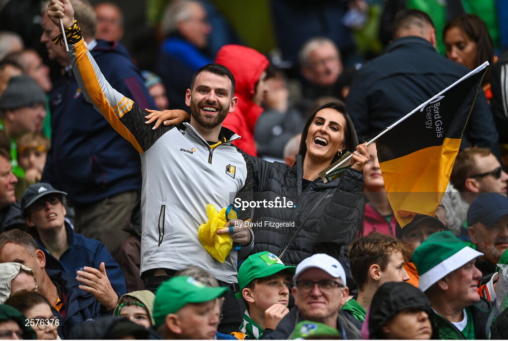23 July 2023; Kilkenny supporters Justin and Nessa Dermody before the GAA Hurling All-Ireland Senior Championship final match between Kilkenny and Limerick at Croke Park in Dublin. Photo by David Fitzgerald/Sportsfile