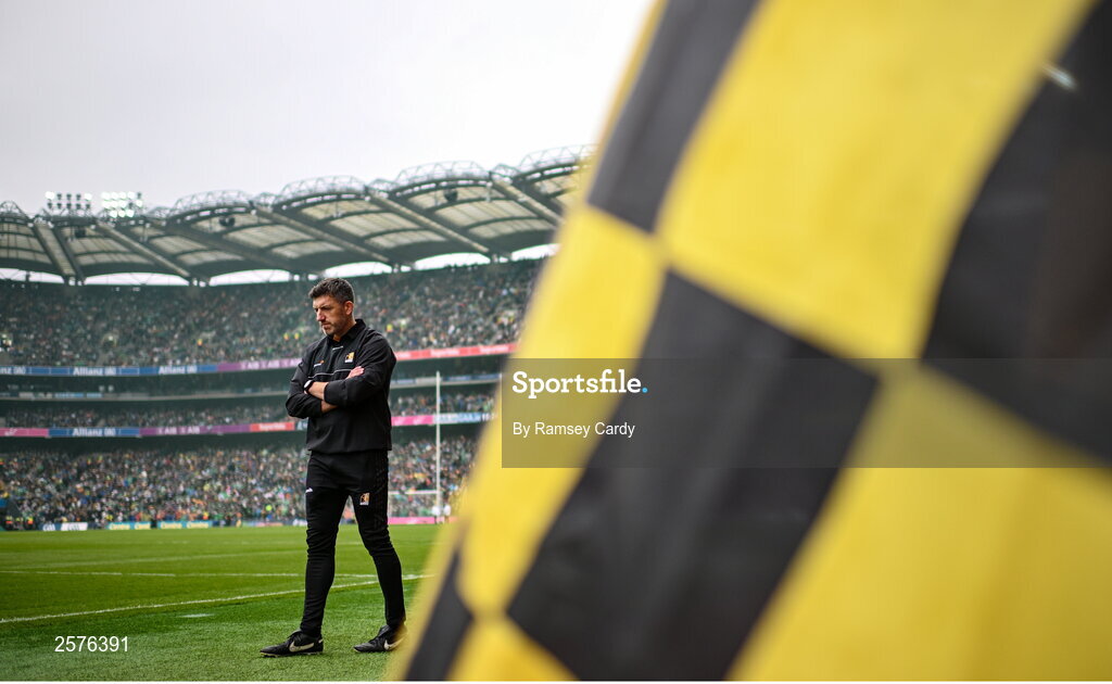 23 July 2023; Kilkenny manager Derek Lyng during the GAA Hurling All-Ireland Senior Championship final match between Kilkenny and Limerick at Croke Park in Dublin. Photo by Ramsey Cardy/Sportsfile
