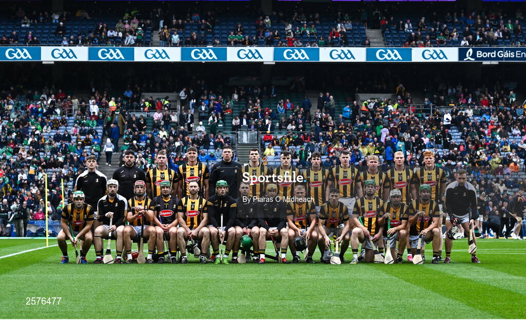 23 July 2023; The Kilkenny squad before the GAA Hurling All-Ireland Senior Championship final match between Kilkenny and Limerick at Croke Park in Dublin. Photo by Piaras Ó Mídheach/Sportsfile