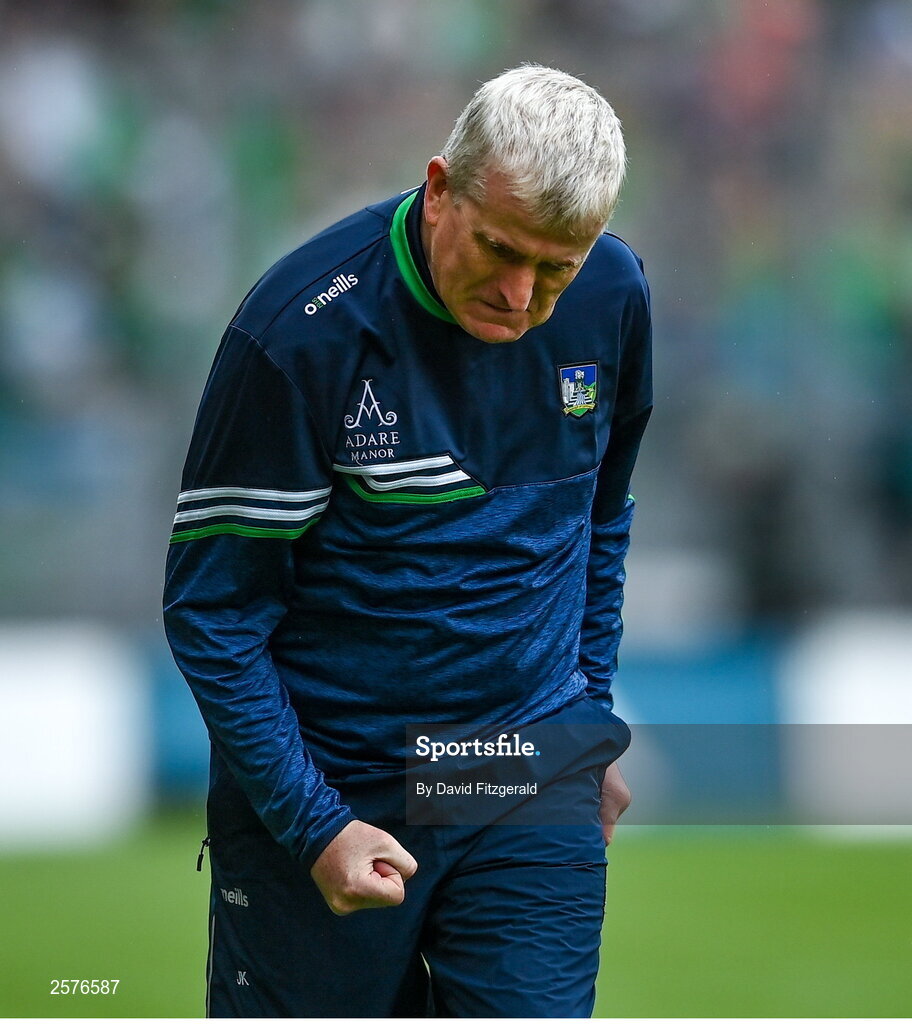 23 July 2023; Limerick manager John Kiely during the GAA Hurling All-Ireland Senior Championship final match between Kilkenny and Limerick at Croke Park in Dublin. Photo by David Fitzgerald/Sportsfile