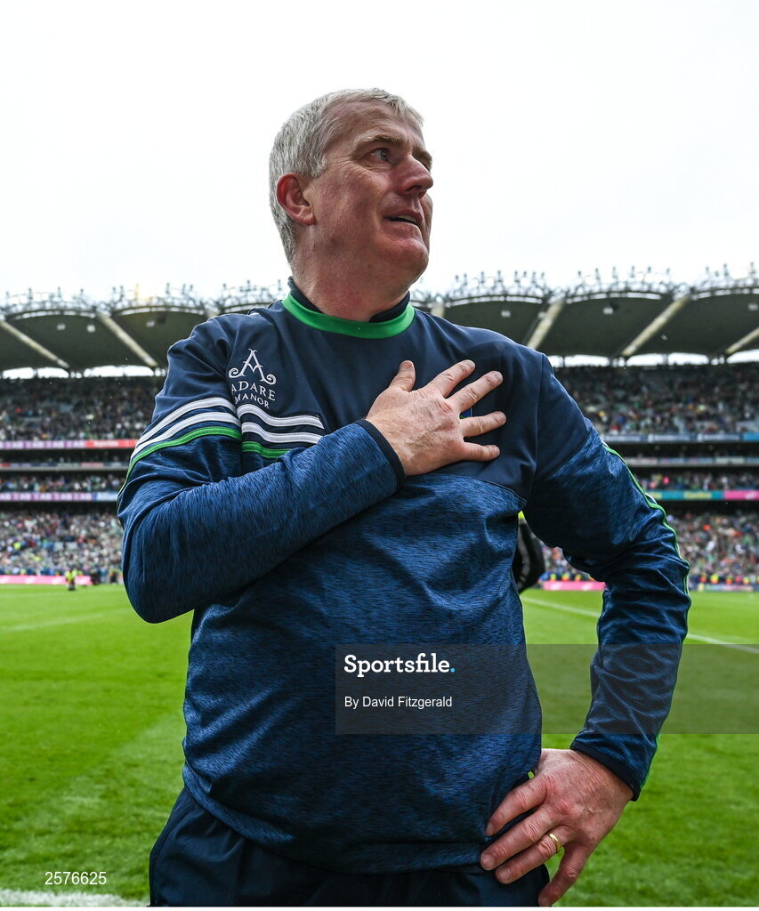 23 July 2023; Limerick manager John Kiely after the GAA Hurling All-Ireland Senior Championship final match between Kilkenny and Limerick at Croke Park in Dublin. Photo by David Fitzgerald/Sportsfile