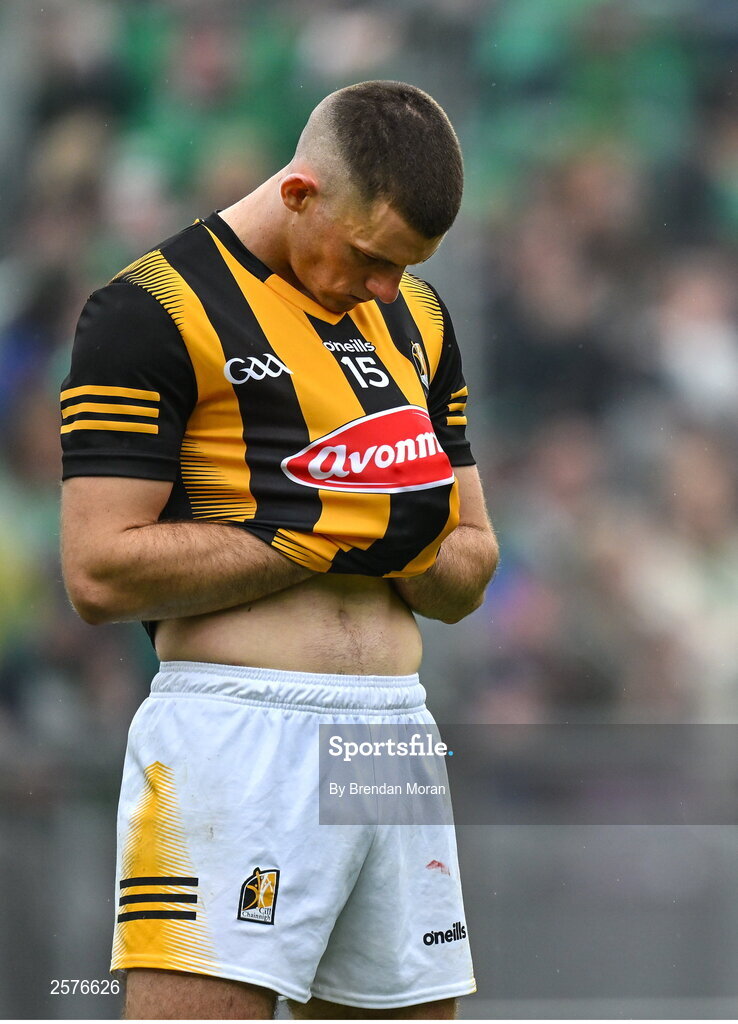 23 July 2023; Eoin Cody of Kilkenny dejected after the GAA Hurling All-Ireland Senior Championship final match between Kilkenny and Limerick at Croke Park in Dublin. Photo by Brendan Moran/Sportsfile