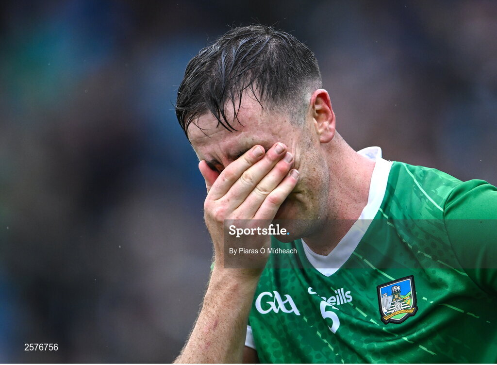 23 July 2023; Diarmuid Byrnes of Limerick after his side's victory in the GAA Hurling All-Ireland Senior Championship final match between Kilkenny and Limerick at Croke Park in Dublin. Photo by Piaras Ó Mídheach/Sportsfile