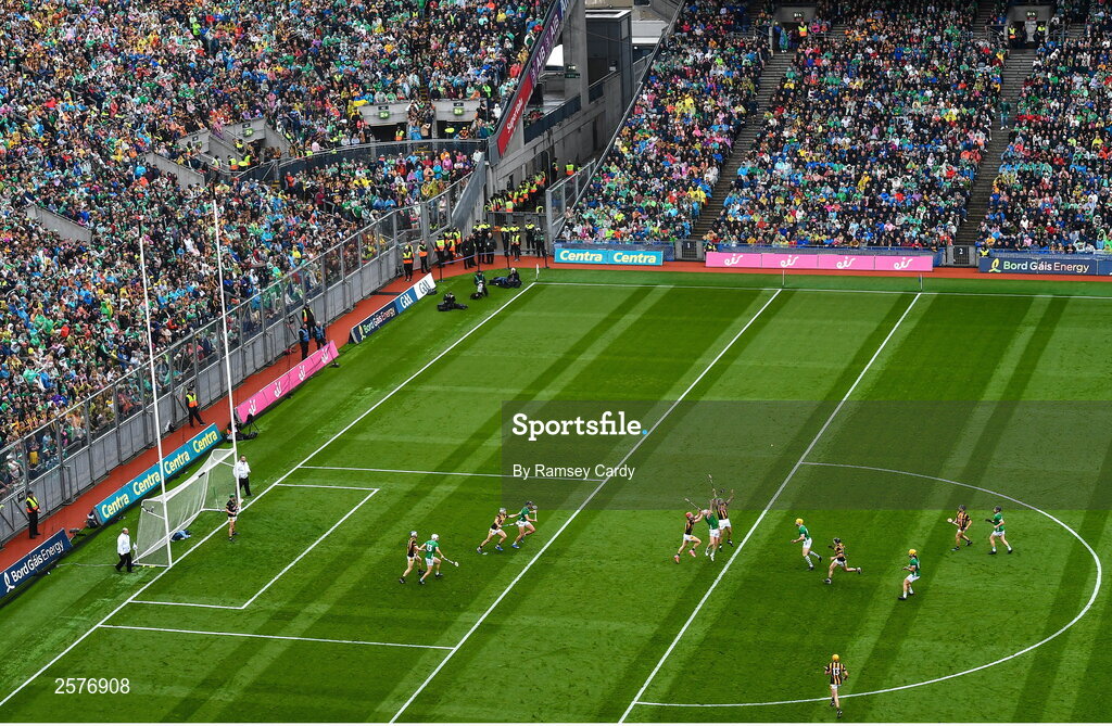 23 July 2023; A general view of action during the GAA Hurling All-Ireland Senior Championship final match between Kilkenny and Limerick at Croke Park in Dublin. Photo by Ramsey Cardy/Sportsfile