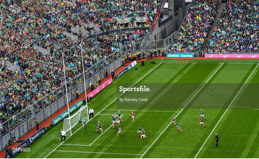 23 July 2023; A general view of action during the GAA Hurling All-Ireland Senior Championship final match between Kilkenny and Limerick at Croke Park in Dublin. Photo by Ramsey Cardy/Sportsfile