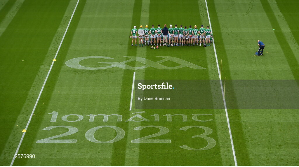 23 July 2023; The Limerick team photo ahead of the GAA Hurling All-Ireland Senior Championship final match between Kilkenny and Limerick at Croke Park in Dublin. Photo by Daire Brennan/Sportsfile