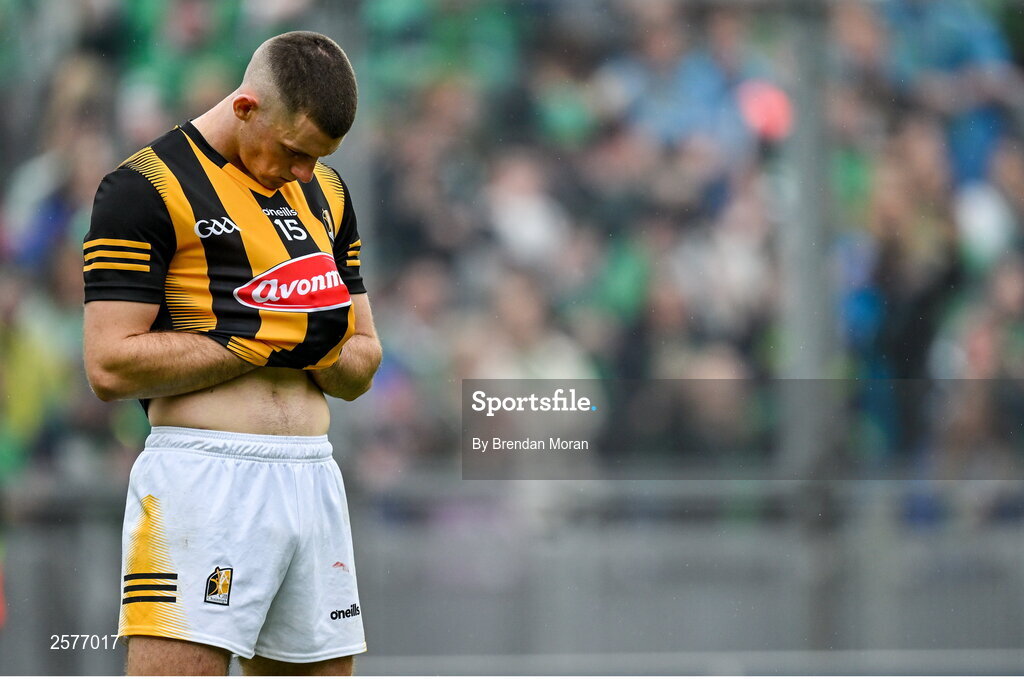 23 July 2023; A dejected Eoin Cody of Kilkenny after his side's defeat in the GAA Hurling All-Ireland Senior Championship final match between Kilkenny and Limerick at Croke Park in Dublin. Photo by Brendan Moran/Sportsfile