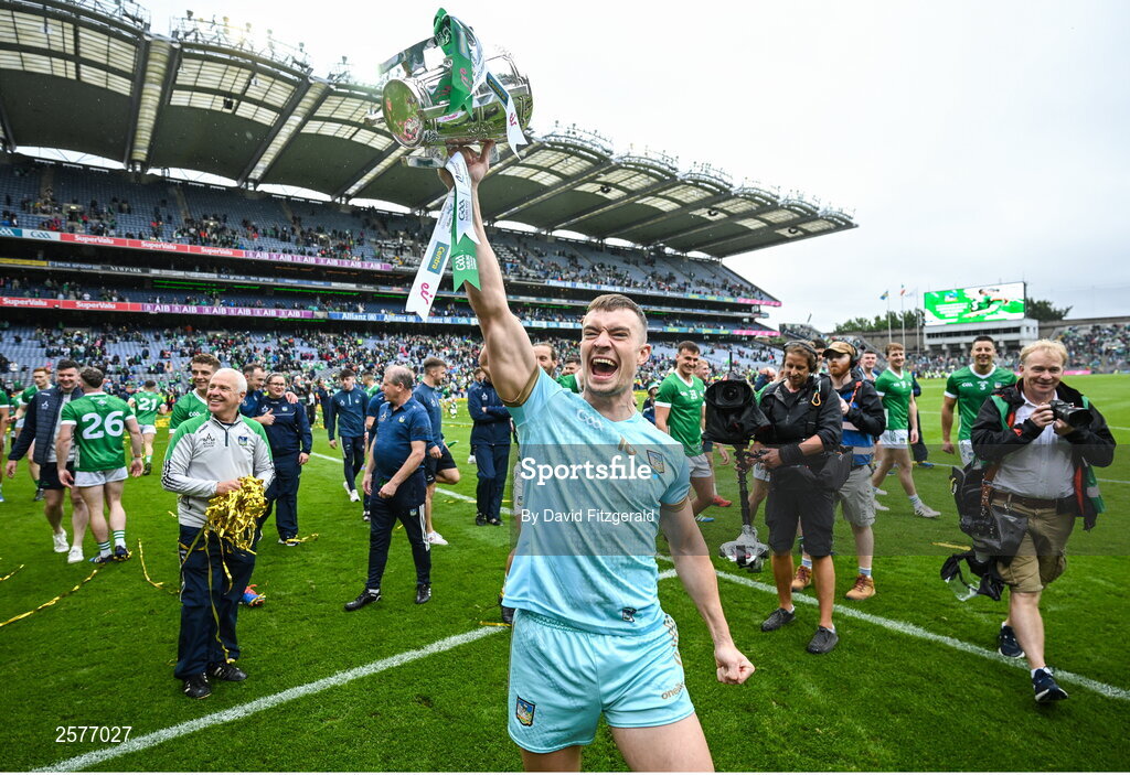 23 July 2023; David McCarthy of Limerick after the GAA Hurling All-Ireland Senior Championship final match between Kilkenny and Limerick at Croke Park in Dublin. Photo by David Fitzgerald/Sportsfile