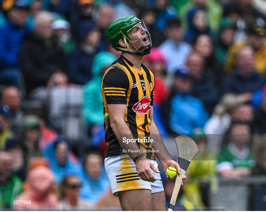 23 July 2023; Eoin Cody of Kilkenny reacts after a free was awarded to Limerick during the GAA Hurling All-Ireland Senior Championship final match between Kilkenny and Limerick at Croke Park in Dublin. Photo by Piaras Ó Mídheach/Sportsfile