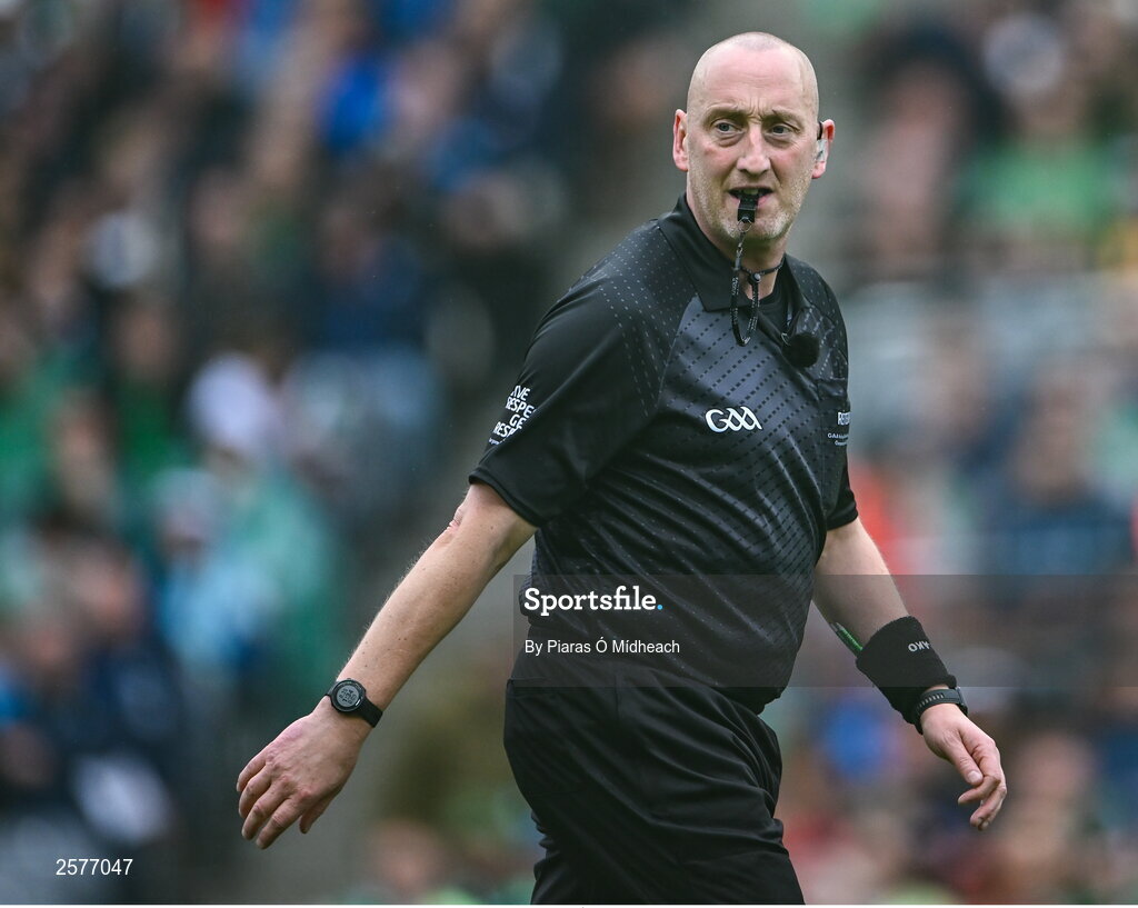 23 July 2023; Referee John Keenan during the GAA Hurling All-Ireland Senior Championship final match between Kilkenny and Limerick at Croke Park in Dublin. Photo by Piaras Ó Mídheach/Sportsfile