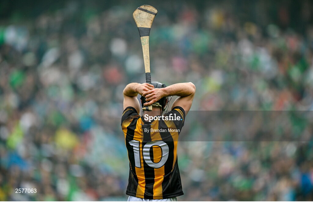 23 July 2023; Tom Phelan of Kilkenny after his side' defeat in the GAA Hurling All-Ireland Senior Championship final match between Kilkenny and Limerick at Croke Park in Dublin. Photo by Brendan Moran/Sportsfile