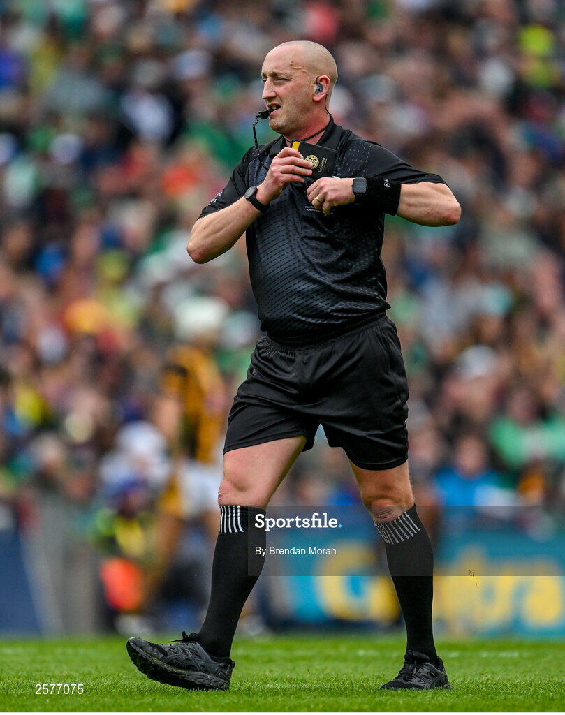 23 July 2023; Referee John Keenan during the GAA Hurling All-Ireland Senior Championship final match between Kilkenny and Limerick at Croke Park in Dublin. Photo by Brendan Moran/Sportsfile