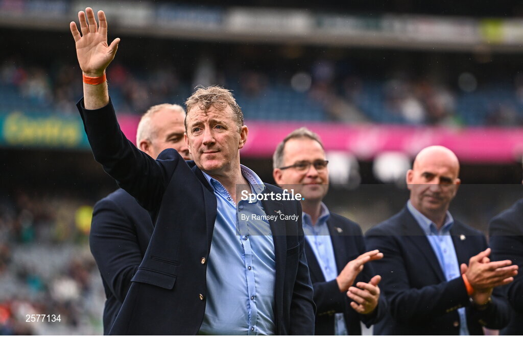 23 July 2023; Brian Whelahan of the Offaly 1998 All-Ireland winning Jubilee team as the team are honoured before the GAA Hurling All-Ireland Senior Championship final match between Kilkenny and Limerick at Croke Park in Dublin. Photo by Ramsey Cardy/Sportsfile