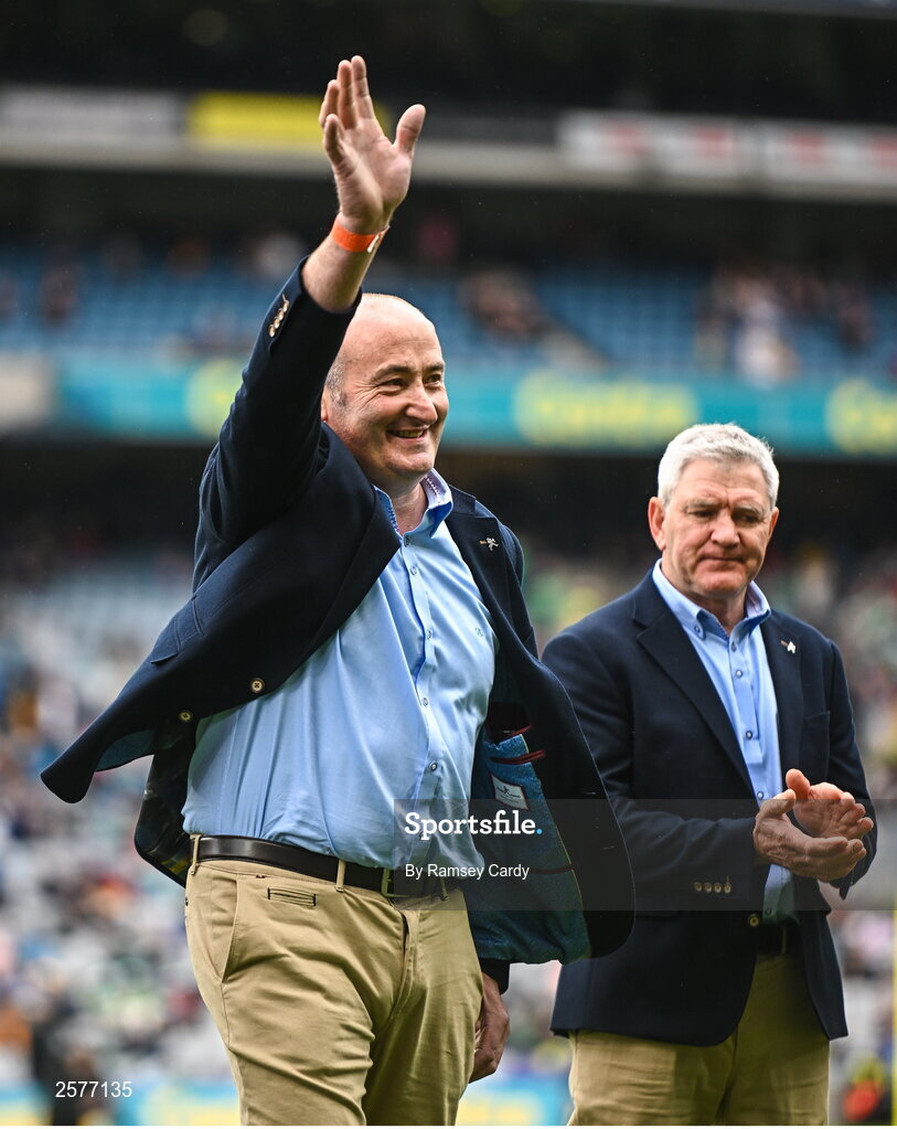 23 July 2023; Kevin Kinahan of the Offaly 1998 All-Ireland winning Jubilee team as the team are honoured before the GAA Hurling All-Ireland Senior Championship final match between Kilkenny and Limerick at Croke Park in Dublin. Photo by Ramsey Cardy/Sportsfile