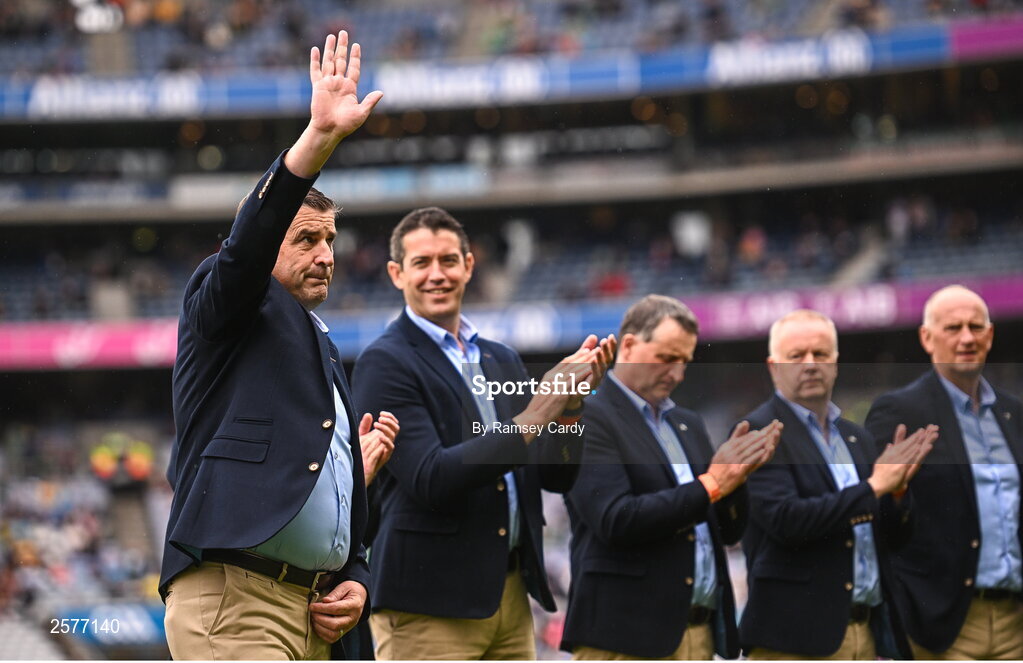 23 July 2023; Michael Duignan of the Offaly 1998 All-Ireland winning Jubilee team as the team are honoured before the GAA Hurling All-Ireland Senior Championship final match between Kilkenny and Limerick at Croke Park in Dublin. Photo by Ramsey Cardy/Sportsfile