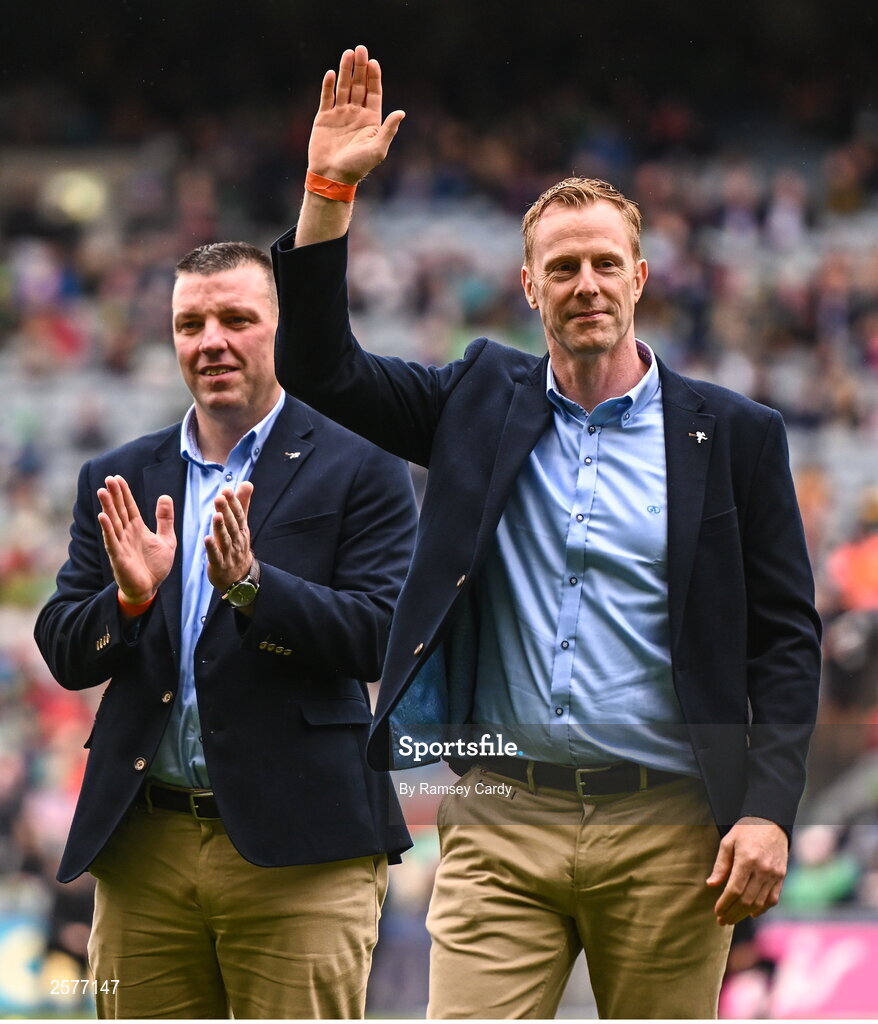 23 July 2023; Cathal Murphy of the Offaly 1998 All-Ireland winning Jubilee team as the team are honoured before the GAA Hurling All-Ireland Senior Championship final match between Kilkenny and Limerick at Croke Park in Dublin. Photo by Ramsey Cardy/Sportsfile