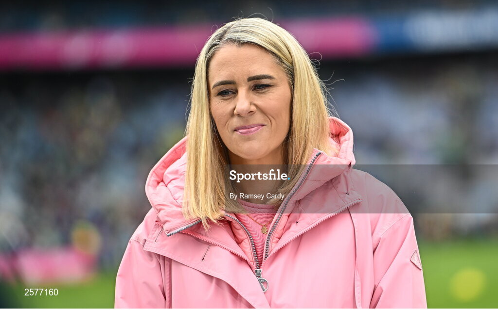 23 July 2023; RTE Sport presenter Evanne Ní Chuilinn during the GAA Hurling All-Ireland Senior Championship final match between Kilkenny and Limerick at Croke Park in Dublin. Photo by Ramsey Cardy/Sportsfile