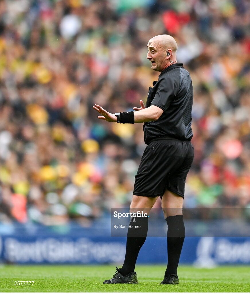 23 July 2023; Referee John Keenan during the GAA Hurling All-Ireland Senior Championship final match between Kilkenny and Limerick at Croke Park in Dublin. Photo by Sam Barnes/Sportsfile