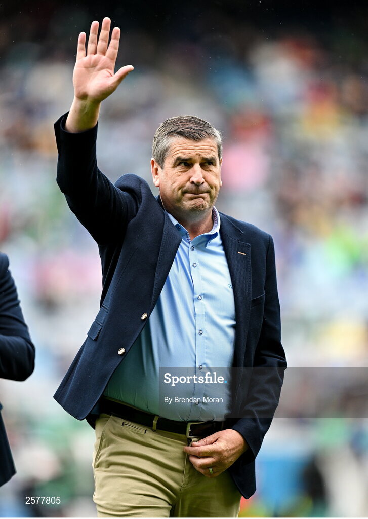 23 July 2023; Michael Duignan of the Offaly 1998 All-Ireland winning Jubilee team as the team are honoured before the GAA Hurling All-Ireland Senior Championship final match between Kilkenny and Limerick at Croke Park in Dublin. Photo by Brendan Moran/Sportsfile Photo by Brendan Moran/Sportsfile