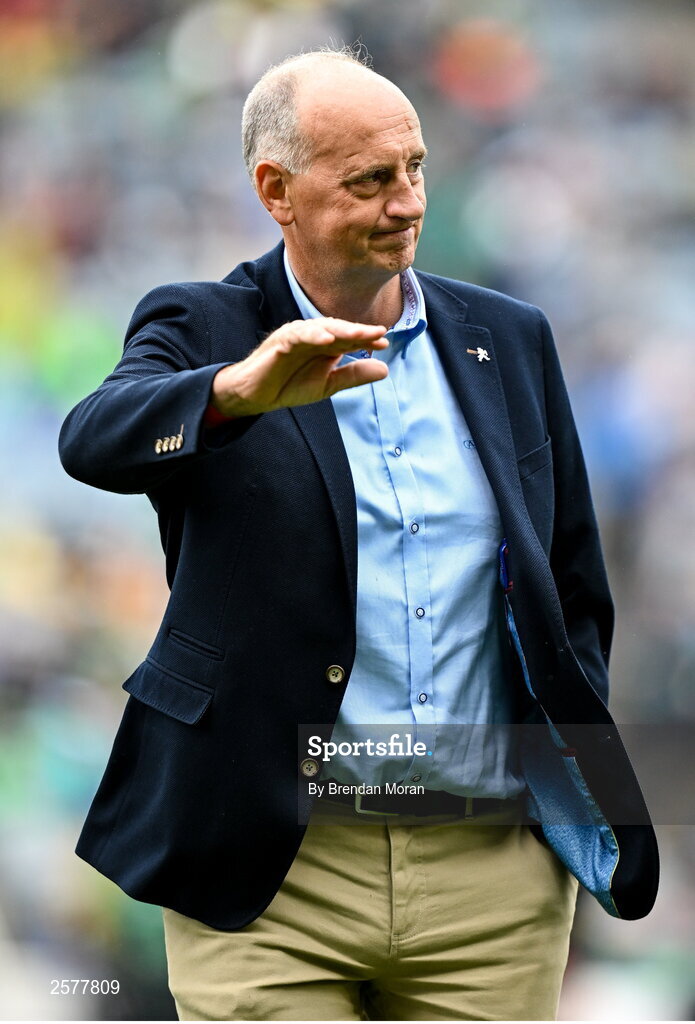 23 July 2023; Joe Dooley of the Offaly 1998 All-Ireland winning Jubilee team as the team are honoured before the GAA Hurling All-Ireland Senior Championship final match between Kilkenny and Limerick at Croke Park in Dublin. Photo by Brendan Moran/Sportsfile Photo by Brendan Moran/Sportsfile