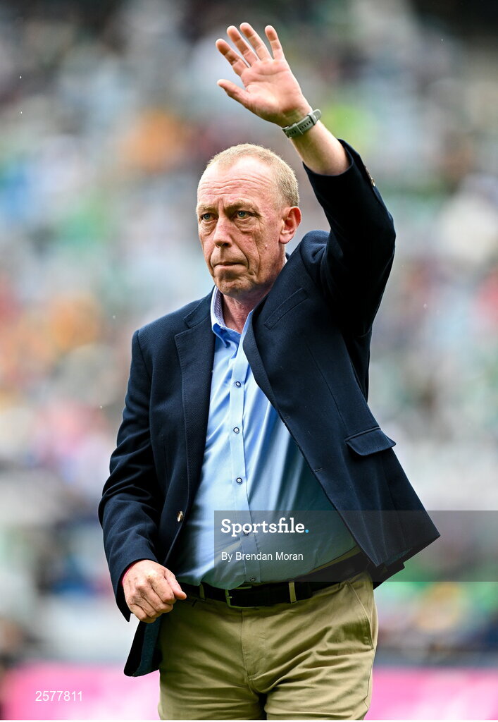 23 July 2023; John Troy of the Offaly 1998 All-Ireland winning Jubilee team as the team are honoured before the GAA Hurling All-Ireland Senior Championship final match between Kilkenny and Limerick at Croke Park in Dublin. Photo by Brendan Moran/Sportsfile Photo by Brendan Moran/Sportsfile