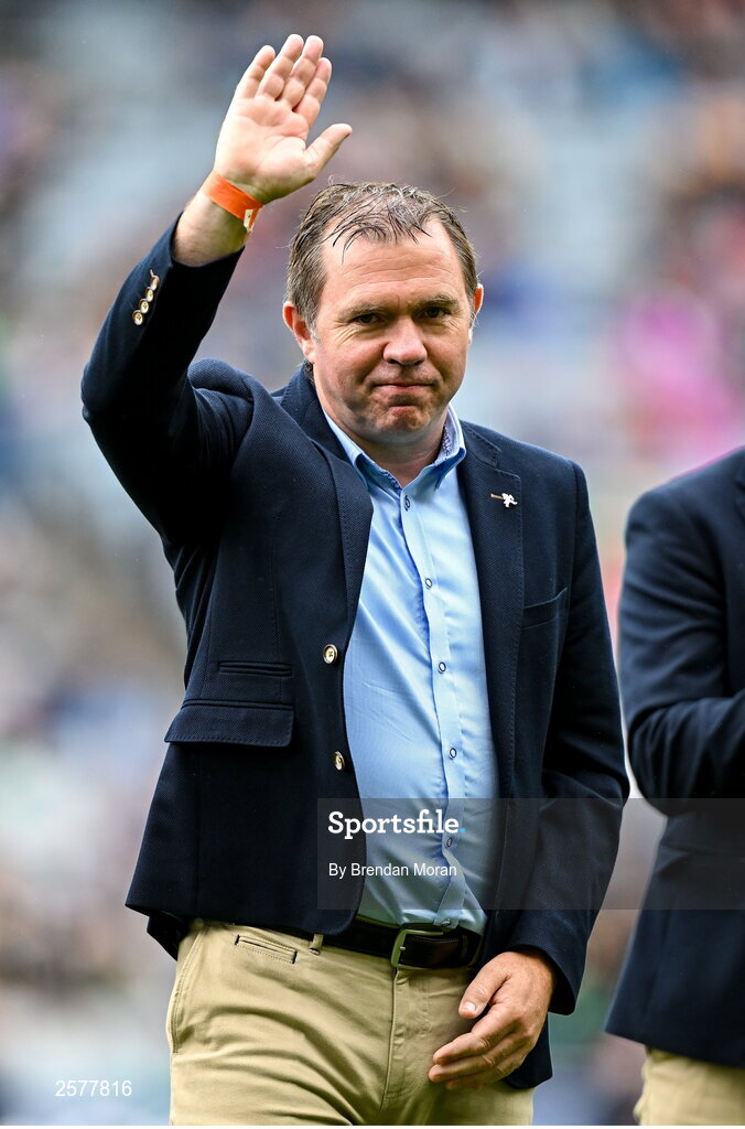 23 July 2023; Colm Cassidy of the Offaly 1998 All-Ireland winning Jubilee team as the team are honoured before the GAA Hurling All-Ireland Senior Championship final match between Kilkenny and Limerick at Croke Park in Dublin. Photo by Brendan Moran/Sportsfile Photo by Brendan Moran/Sportsfile