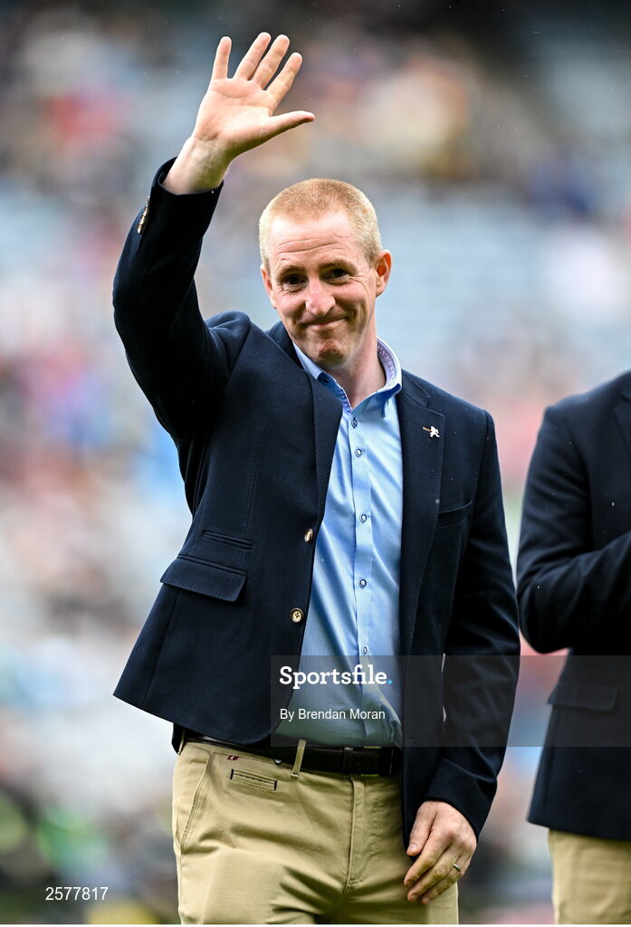 23 July 2023; Barry Whelahan of the Offaly 1998 All-Ireland winning Jubilee team as the team are honoured before the GAA Hurling All-Ireland Senior Championship final match between Kilkenny and Limerick at Croke Park in Dublin. Photo by Brendan Moran/Sportsfile Photo by Brendan Moran/Sportsfile