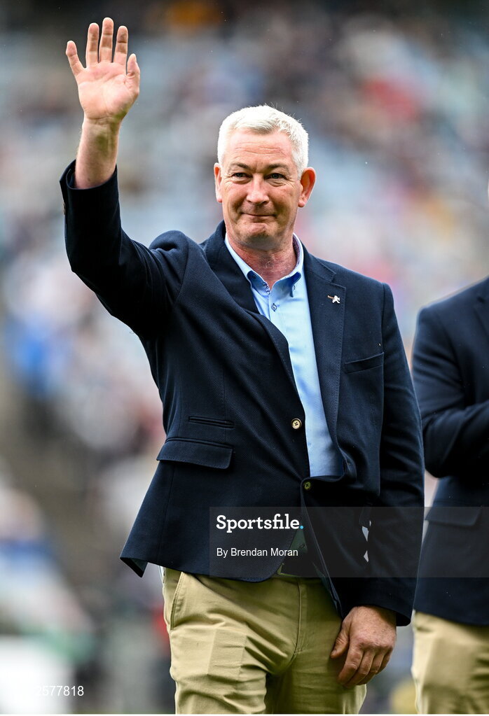 23 July 2023; Eoin Kennedy of the Offaly 1998 All-Ireland winning Jubilee team as the team are honoured before the GAA Hurling All-Ireland Senior Championship final match between Kilkenny and Limerick at Croke Park in Dublin. Photo by Brendan Moran/Sportsfile Photo by Brendan Moran/Sportsfile