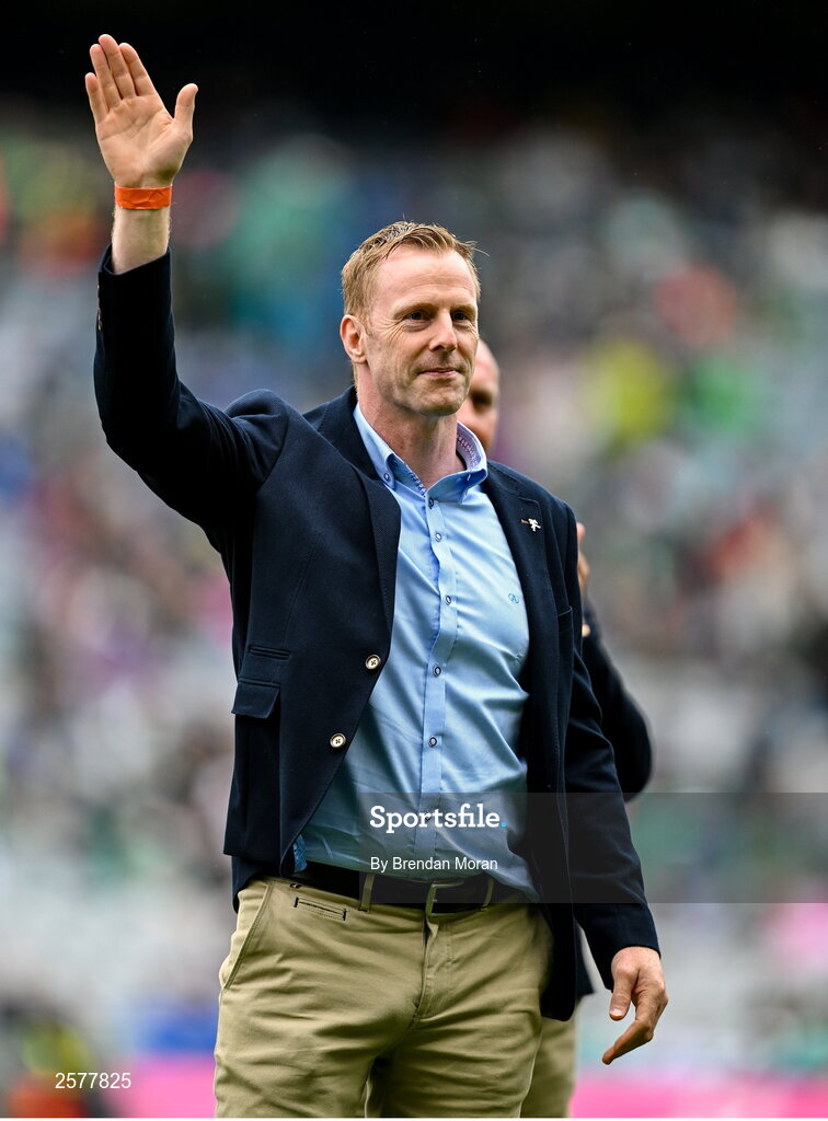 23 July 2023; Cathal Murphy of the Offaly 1998 All-Ireland winning Jubilee team as the team are honoured before the GAA Hurling All-Ireland Senior Championship final match between Kilkenny and Limerick at Croke Park in Dublin. Photo by Brendan Moran/Sportsfile Photo by Brendan Moran/Sportsfile