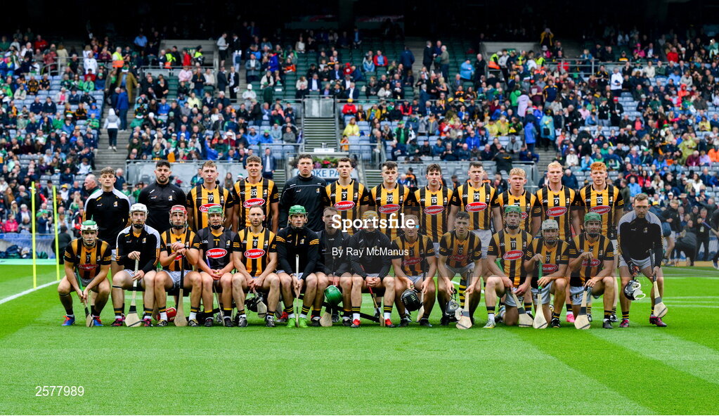 23 July 2023; The Kilkenny squad before the GAA Hurling All-Ireland Senior Championship final match between Kilkenny and Limerick at Croke Park in Dublin. Photo by Ray McManus/Sportsfile